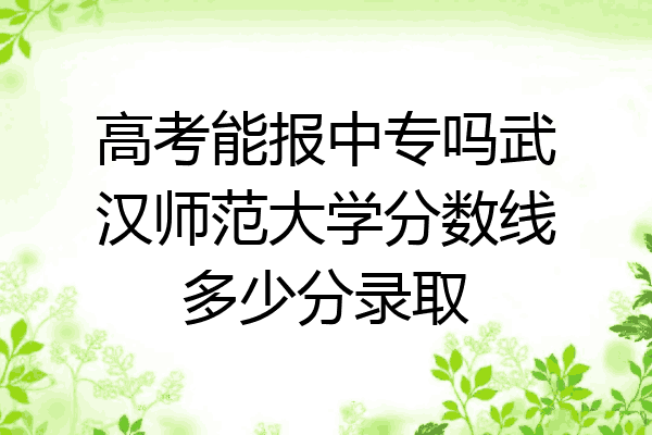 高考能报中专吗武汉师范大学分数线多少分录取