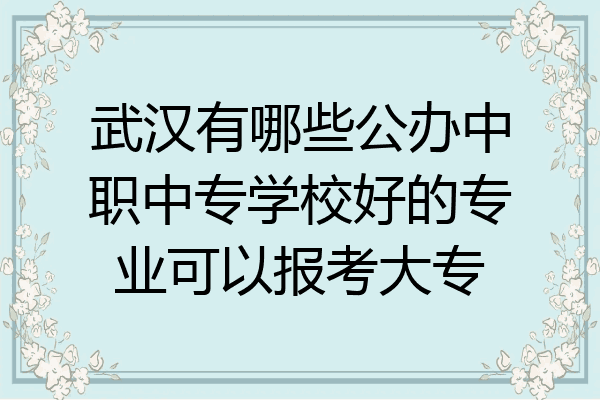 武汉有哪些公办中职中专学校好的专业可以报考大专