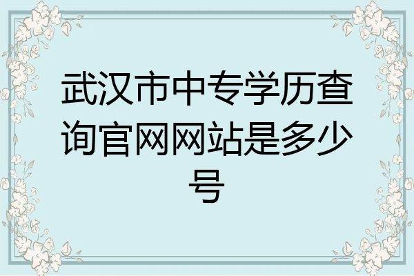 武汉市中专学历查询官网网站是多少号