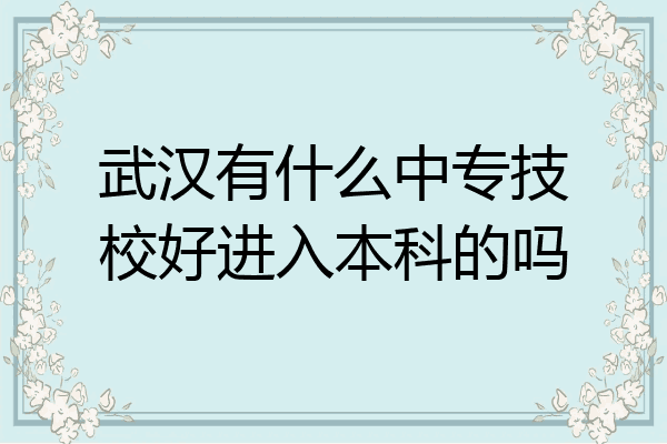 武汉有什么中专技校好进入本科的吗