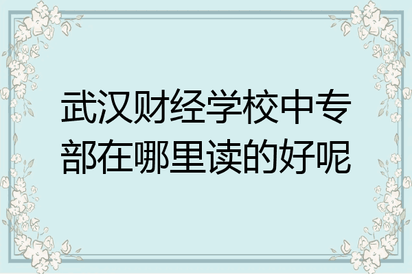 武汉财经学校中专部在哪里读的好呢