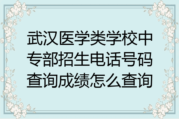 武汉医学类学校中专部招生电话号码查询成绩怎么查询