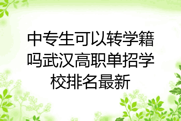 中专生可以转学籍吗武汉高职单招学校排名最新