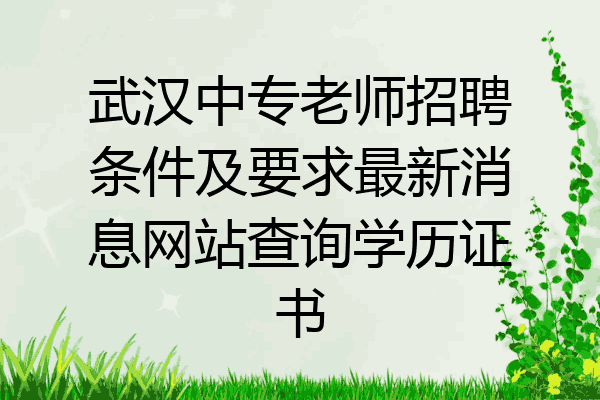 武汉中专老师招聘条件及要求最新消息网站查询学历证书