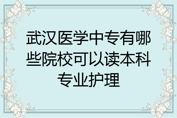武汉医学中专有哪些院校可以读本科专业护理