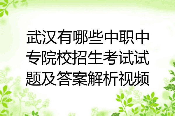 武汉有哪些中职中专院校招生考试试题及答案解析视频