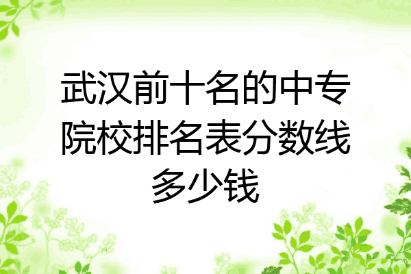 武汉前十名的中专院校排名表分数线多少钱