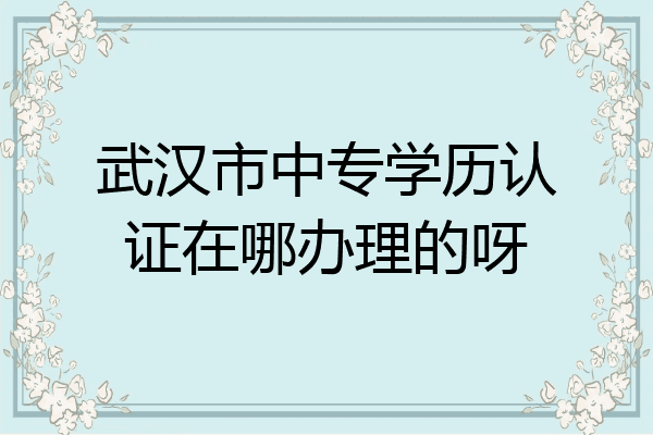 武汉市中专学历认证在哪办理的呀