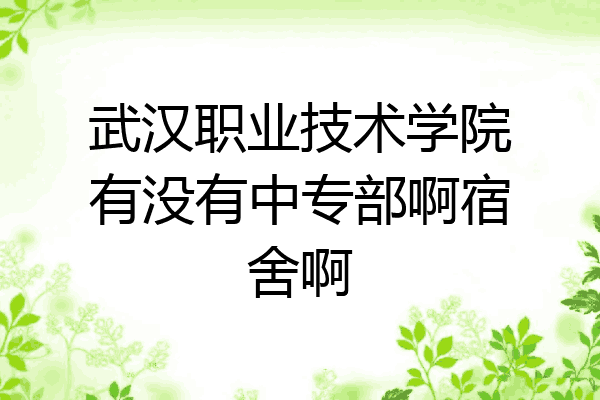 武汉职业技术学院有没有中专部啊宿舍啊