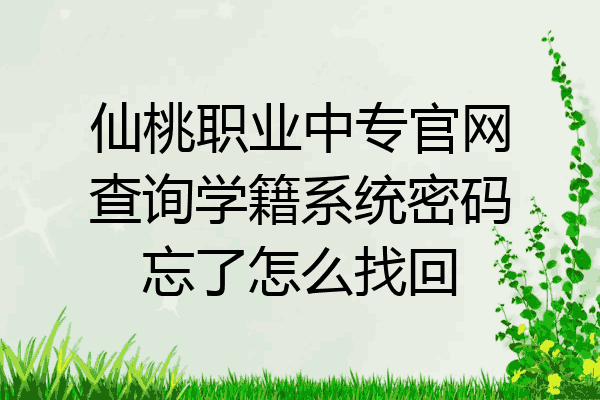 仙桃职业中专官网查询学籍系统密码忘了怎么找回