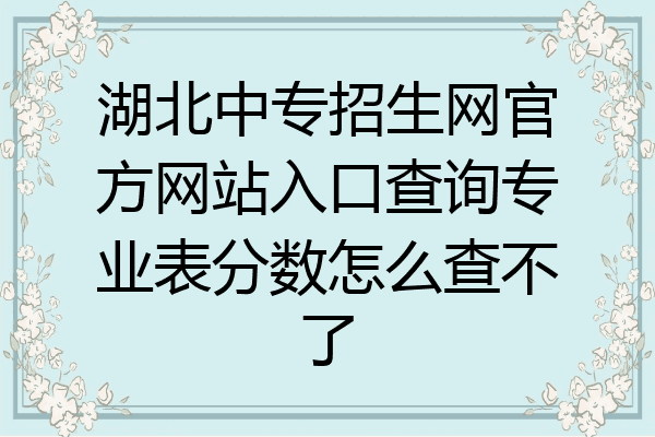 湖北中专招生网官方网站入口查询专业表分数怎么查不了