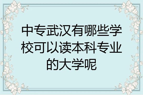 中专武汉有哪些学校可以读本科专业的大学呢