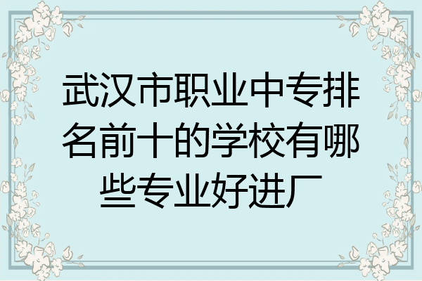武汉市职业中专排名前十的学校有哪些专业好进厂