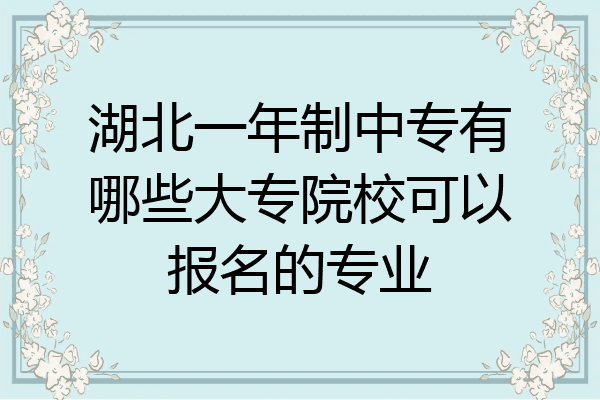 湖北一年制中专有哪些大专院校可以报名的专业