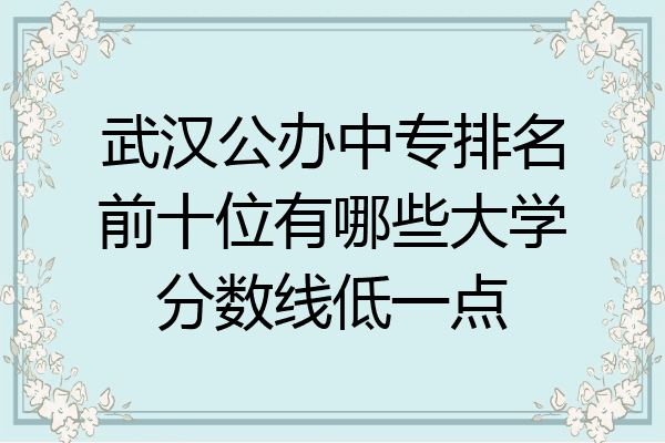 武汉公办中专排名前十位有哪些大学分数线低一点