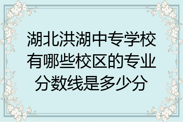 湖北洪湖中专学校有哪些校区的专业分数线是多少分