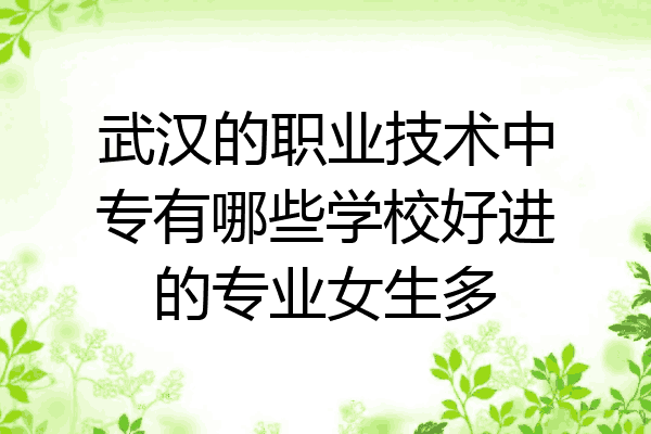 武汉的职业技术中专有哪些学校好进的专业女生多