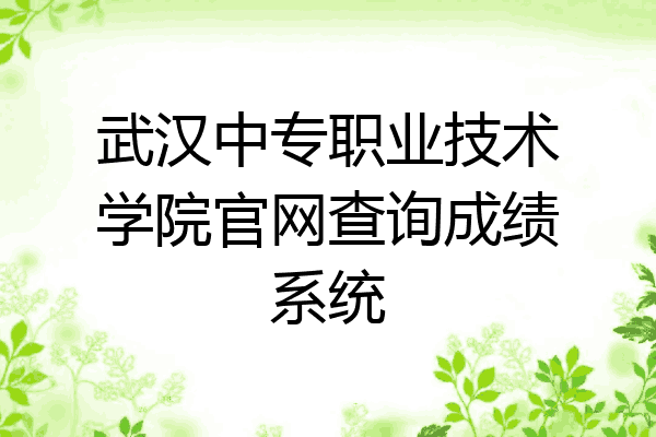 武汉中专职业技术学院官网查询成绩系统