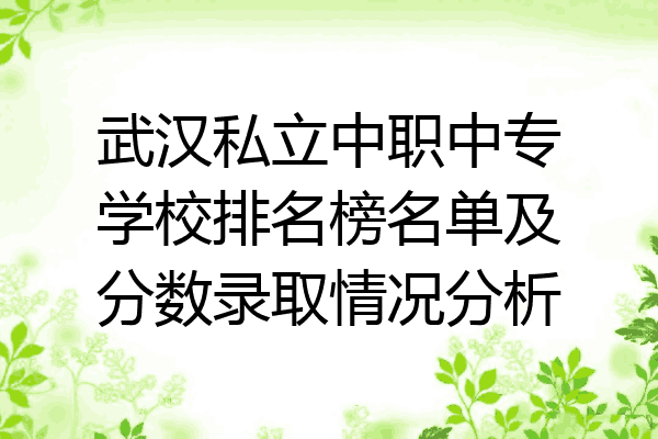 武汉私立中职中专学校排名榜名单及分数录取情况分析