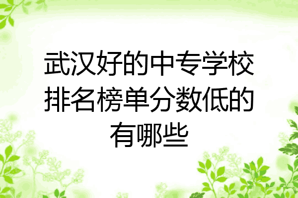 武汉好的中专学校排名榜单分数低的有哪些
