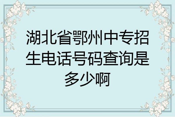 湖北省鄂州中专招生电话号码查询是多少啊