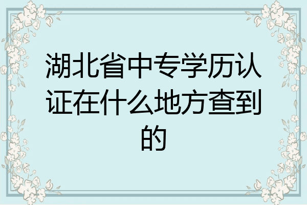 湖北省中专学历认证在什么地方查到的