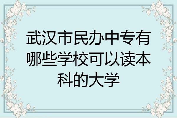 武汉市民办中专有哪些学校可以读本科的大学