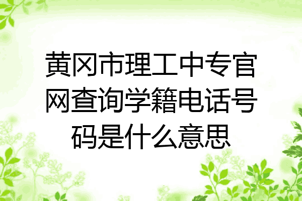 黄冈市理工中专官网查询学籍电话号码是什么意思