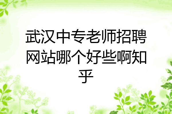 武汉中专老师招聘网站哪个好些啊知乎