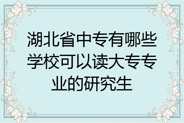 湖北省中专有哪些学校可以读大专专业的研究生