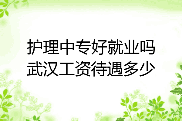护理中专好就业吗武汉工资待遇多少
