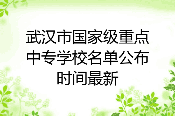 武汉市国家级重点中专学校名单公布时间最新