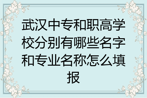 武汉中专和职高学校分别有哪些名字和专业名称怎么填报