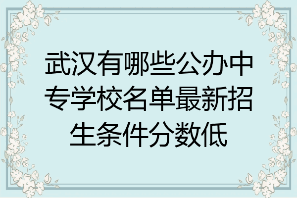 武汉有哪些公办中专学校名单最新招生条件分数低