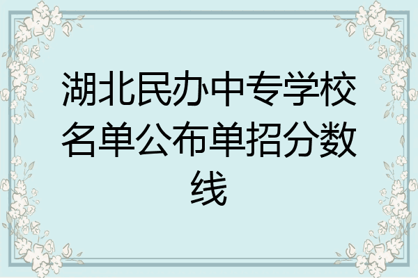 湖北民办中专学校名单公布单招分数线
