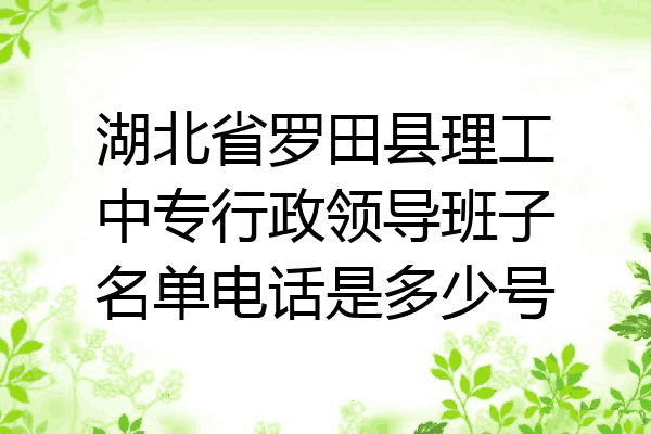 湖北省罗田县理工中专行政领导班子名单电话是多少号