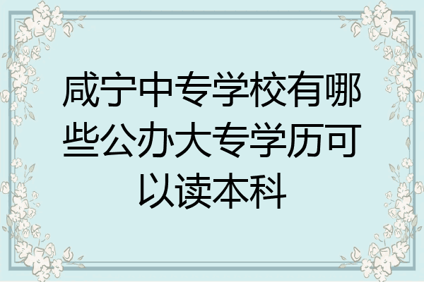 咸宁中专学校有哪些公办大专学历可以读本科