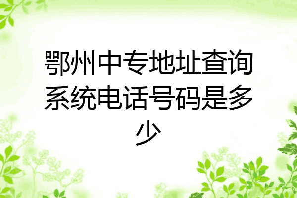 鄂州中专地址查询系统电话号码是多少