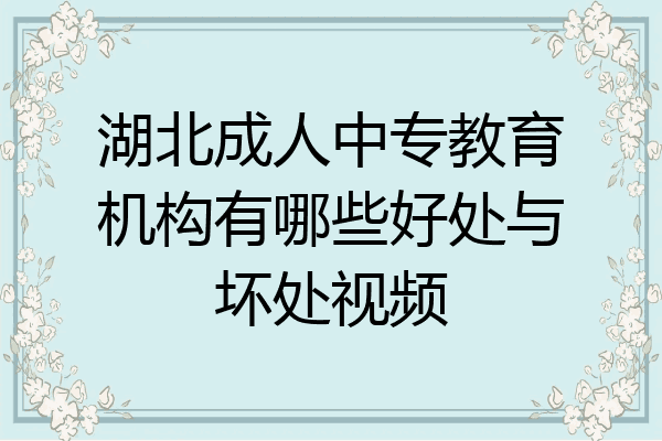 湖北成人中专教育机构有哪些好处与坏处视频