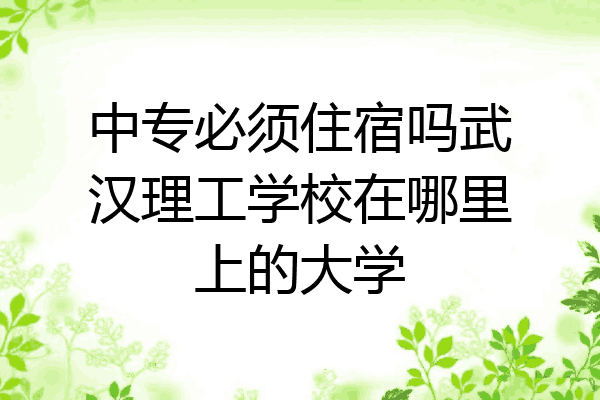 中专必须住宿吗武汉理工学校在哪里上的大学