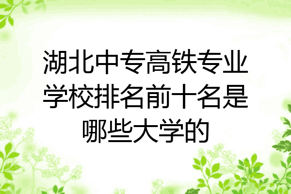 湖北中专高铁专业学校排名前十名是哪些大学的