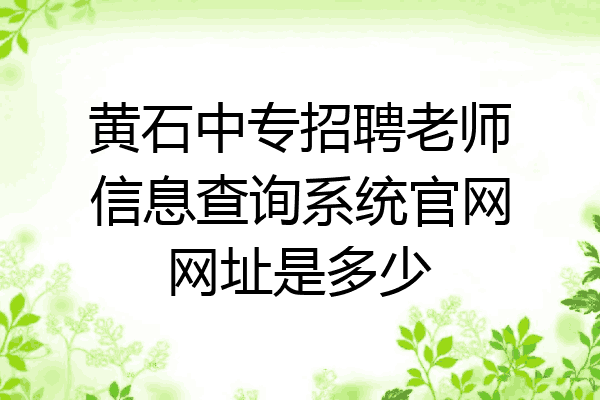 黄石中专招聘老师信息查询系统官网网址是多少