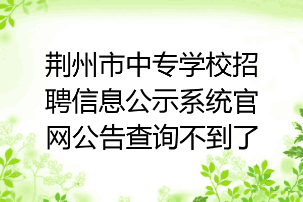 荆州市中专学校招聘信息公示系统官网公告查询不到了