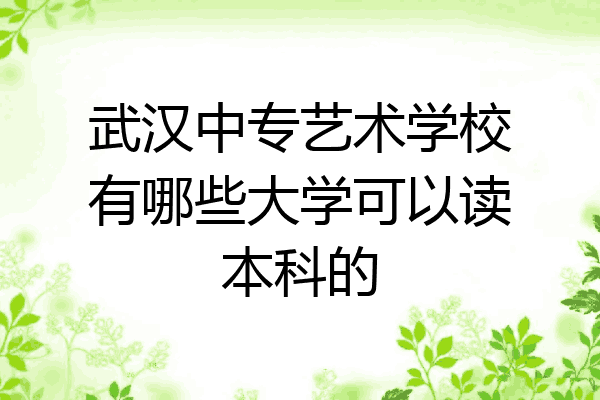 武汉中专艺术学校有哪些大学可以读本科的