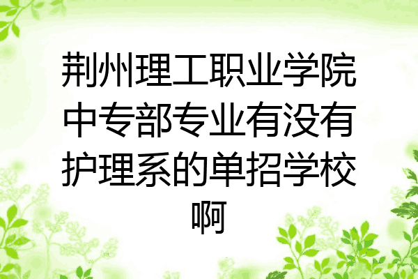 荆州理工职业学院中专部专业有没有护理系的单招学校啊