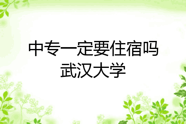 中专一定要住宿吗武汉大学