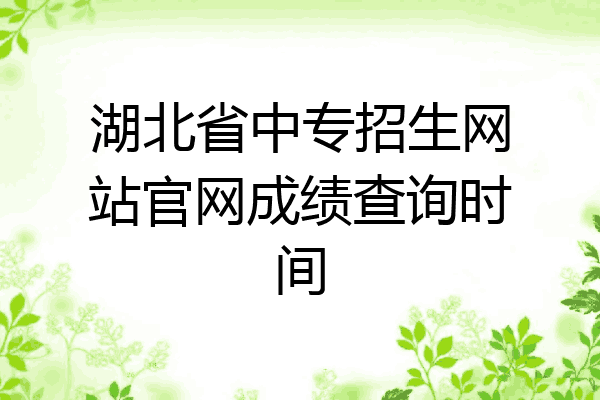 湖北省中专招生网站官网成绩查询时间
