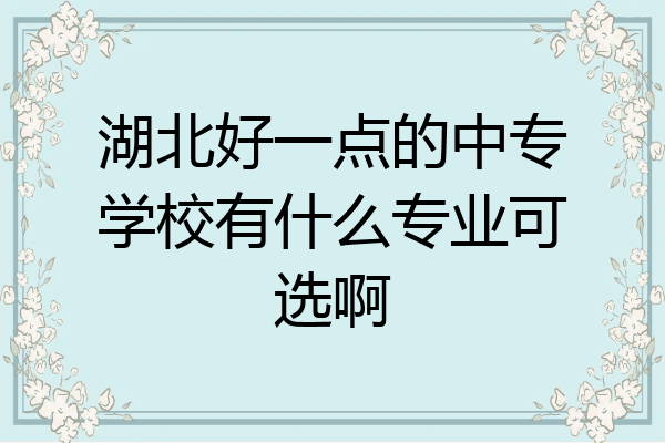 湖北好一点的中专学校有什么专业可选啊