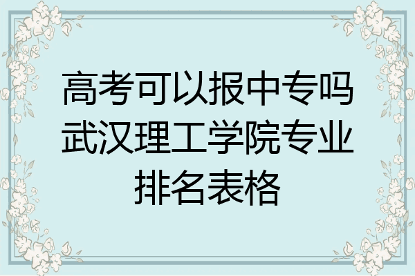 高考可以报中专吗武汉理工学院专业排名表格