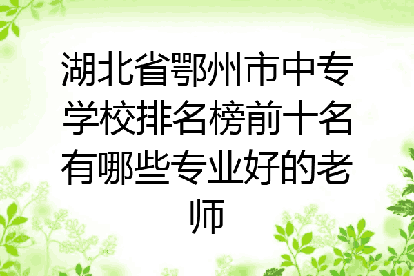 湖北省鄂州市中专学校排名榜前十名有哪些专业好的老师